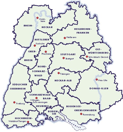 Baden Württemberg Karte Regionen | Landkarte